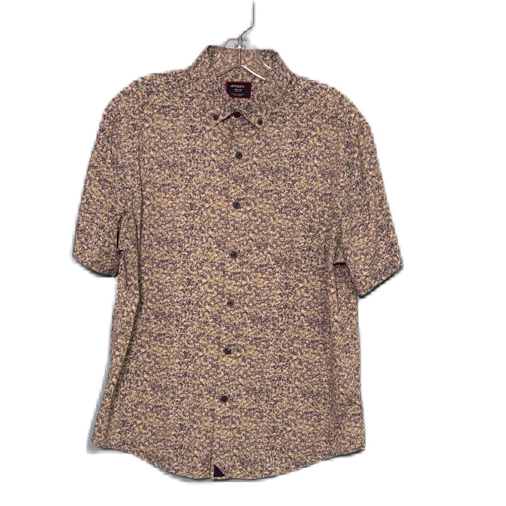 UNTUCKit Lowe Performance Green Men's Patterned Short Sleeve Shirt Size M